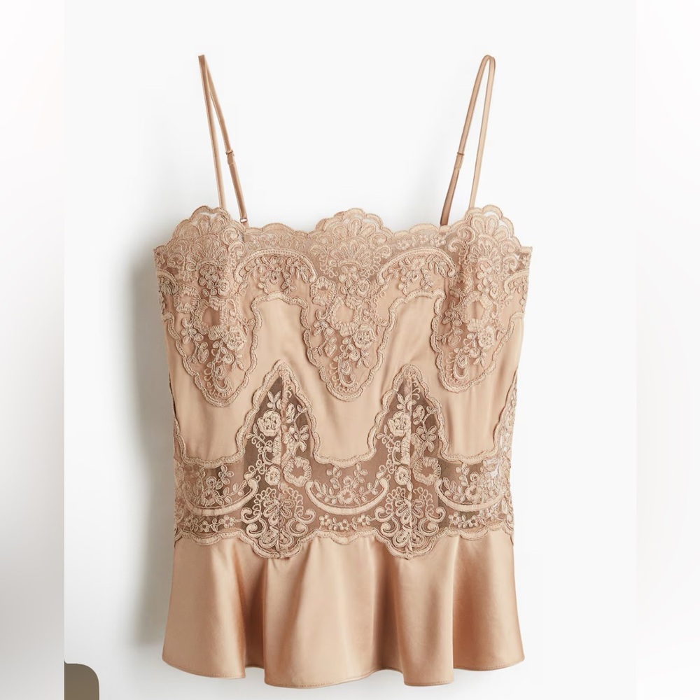 H&M Lace Satin Strappy Top size XS